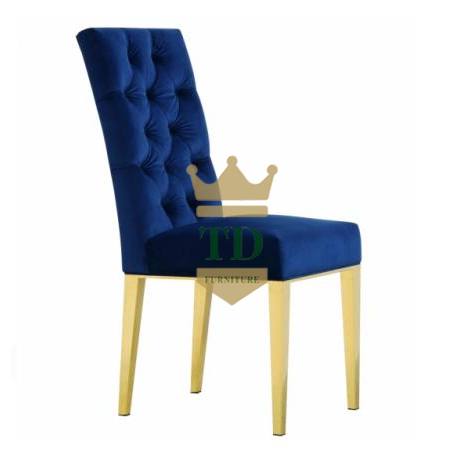 Polish Gold Stainless Stee With Velvet Dining Chair