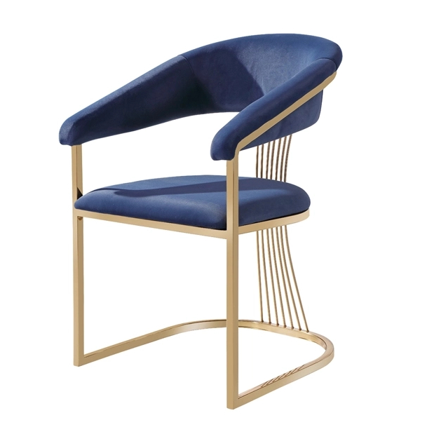 DC-6093 Gold Stainless Steel Frame And Solid Steel Bar On The Back With Velvet Dining Chair