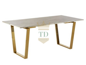 Gold Stainless Steel With Marble Dining Table