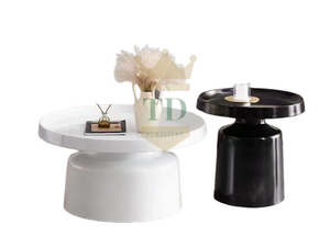 Set Of Two Modern White And Black Coffee Table 