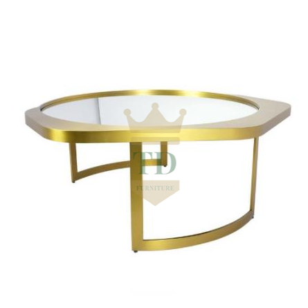 Gold Polished Stainless Steel Coffee Table With Mirror Top