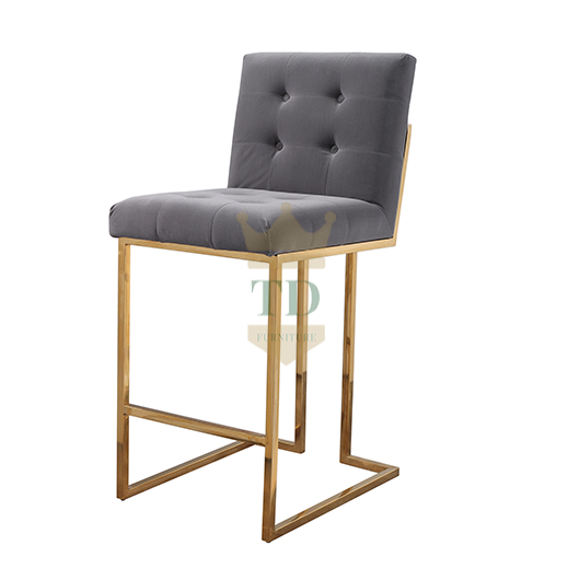 Gold Stainless Steel With Velvet Barstool