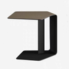 Carbon Steel End Table With Saddle Leather For Living Room