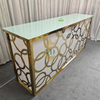 Luxury Gold - Accented White Glass Wedding Reception Desk with Circular Patterns