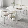 Circular Seat Plate Paired With Simple Line Silver Stainless Steel Frame Dining Chair