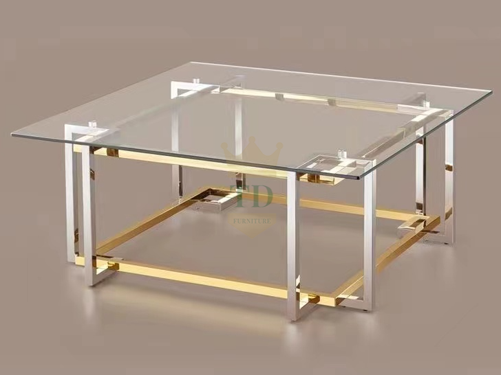 Small CBM Coffee Table With Clear Glass Top