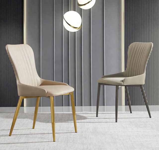 Grey Velvet Dining Chair with Gold Legs - Modern Upholstered Accent Chair for Kitchen & Dining Room