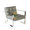 Silver Stainless Steel With PU Accent Chair