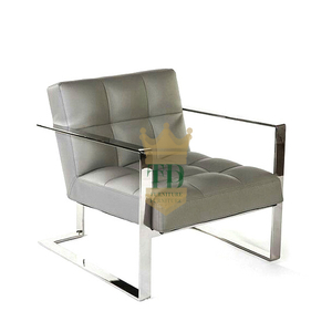 Silver Stainless Steel With PU Accent Chair