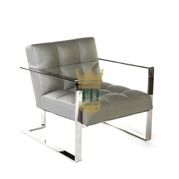 Silver Stainless Steel With PU Accent Chair