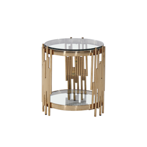 Gold Polished Stainless Steel Coffee Table With Glass