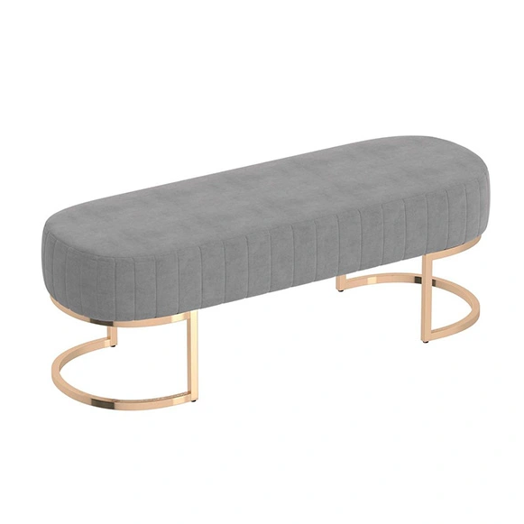 Velvet Bench With Stainless Steel Base