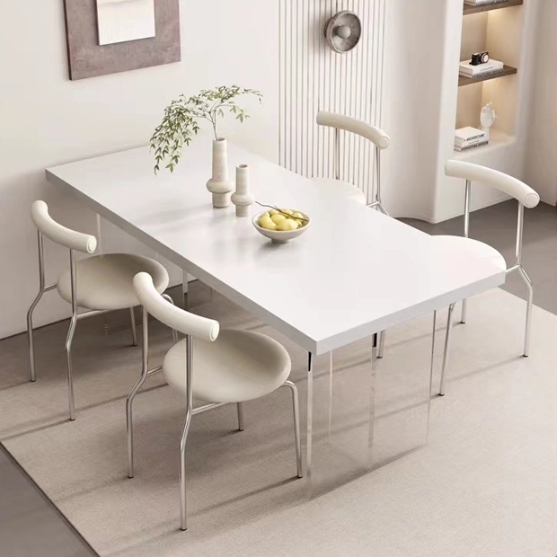 Rock Slab Top With 5CM Hanging Edge And Acrylic Legs Modern Suspended Rectangle Kitchen Table 