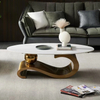 Rock Slab Top With S-shape And Ball Base Stainless Steel Coffee Table