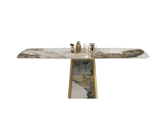 Gold Stainless Steel With Sintered Stone Dining Table