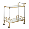 Gold Stainless Steel Acrylic Barcart with Glass Top Mirror Bottom Versatile Trolley Dining Living Room Hospital Bar/Hotel Use