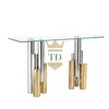 Gold Stainless Steel With Glass Console Table