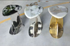 Luxury Marble Top Side Table with Gold - Toned Base, Artistic Accent Furniture