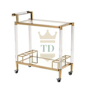 Gold Stainless Steel With Acrylic Bar Cart