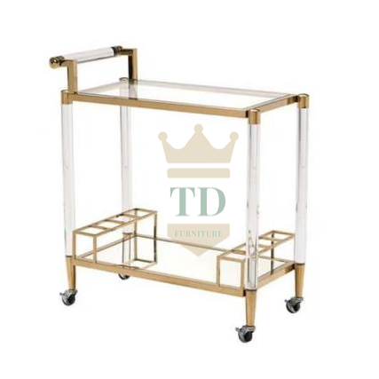 Gold Stainless Steel With Acrylic Bar Cart