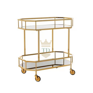 Gold Stainless Steel Barcart With Mirror