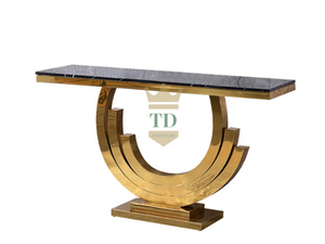 Gold Stainless Steel With Glass Console Table