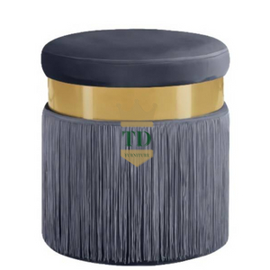 Contemporary Ottoman With Gold Stainless Steel Band