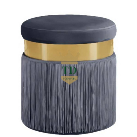 Contemporary Ottoman With Gold Stainless Steel Band